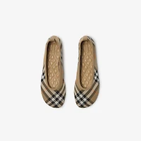 Check Knit Baby Ballerinas in Sand - Women | Burberry® Official