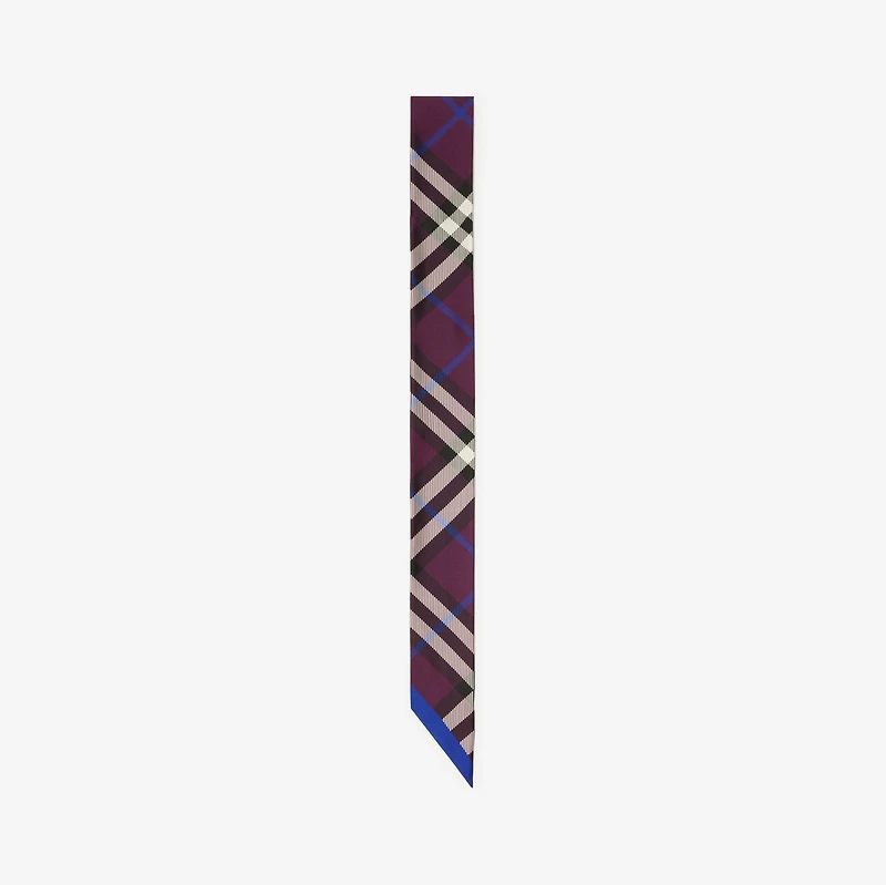 Skinny Check Silk Scarf in Pansy | Burberry® Official