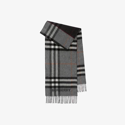 Contrast Check Cashmere Scarf in Grey/charcoal | Burberry® Official