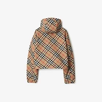 Cropped Reversible Check Hooded Jacket in Sand - Women, Nylon | Burberry® Official