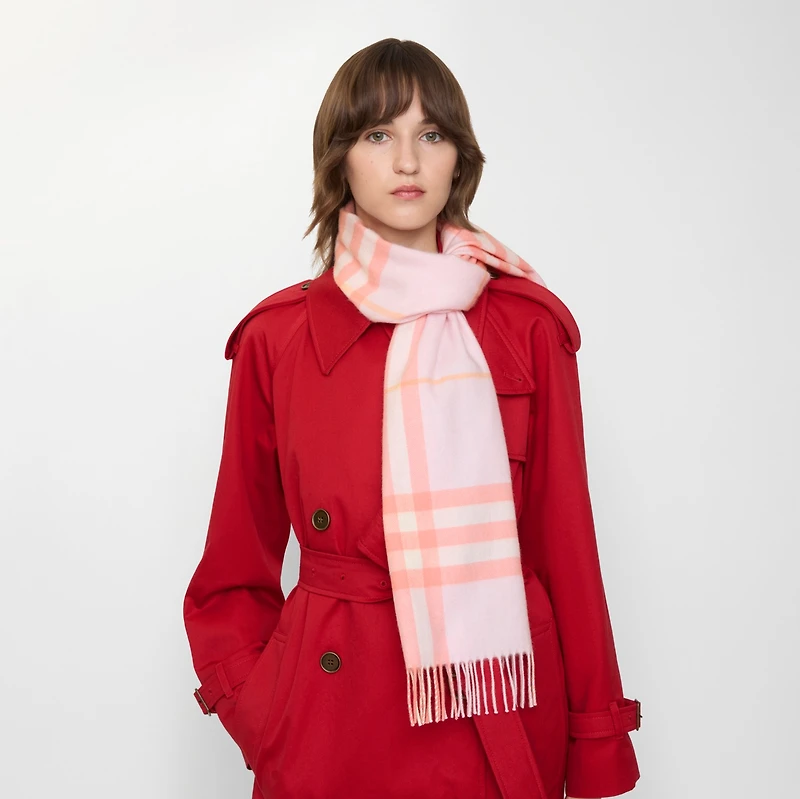 Check Cashmere Scarf in Sugar | Burberry® Official