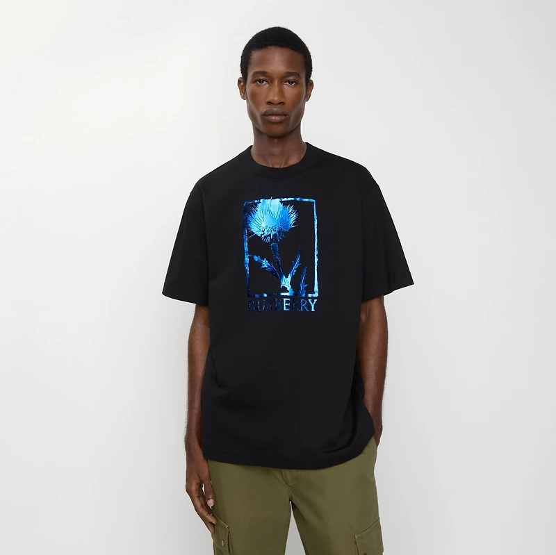 Thistle Cotton T-shirt in Black - Men | Burberry® Official