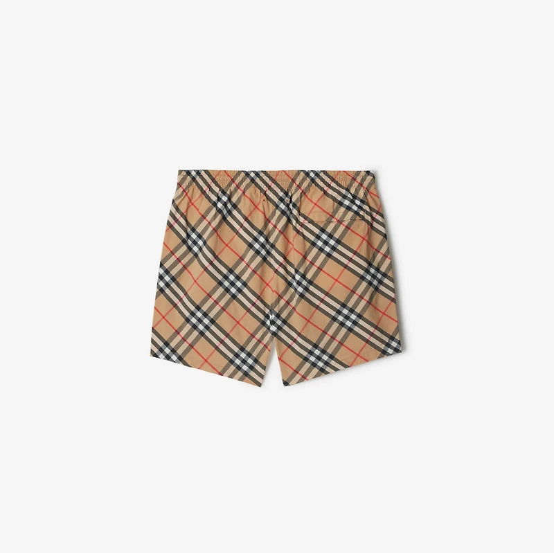 Check Swim Shorts in Sand - Men, Nylon | Burberry® Official