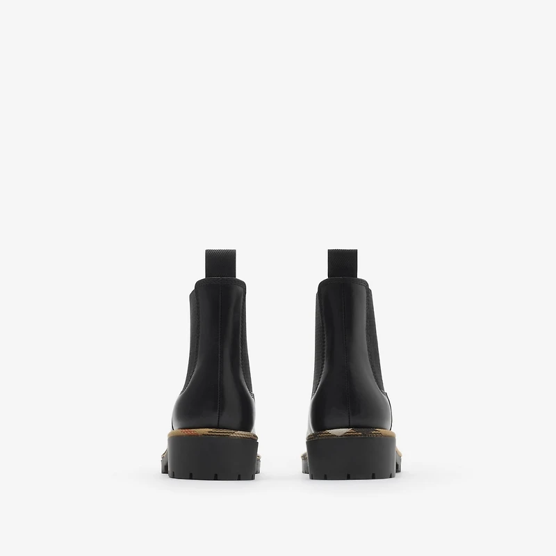 Leather Gravel Chelsea Boots​ in Black - Women | Burberry® Official