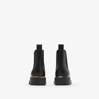 Leather Gravel Chelsea Boots​ in Black - Women | Burberry® Official