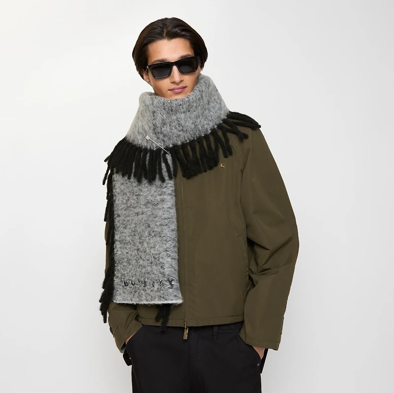 Alpaca Wool Blend Happy Scarf in Black/calico white | Burberry® Official