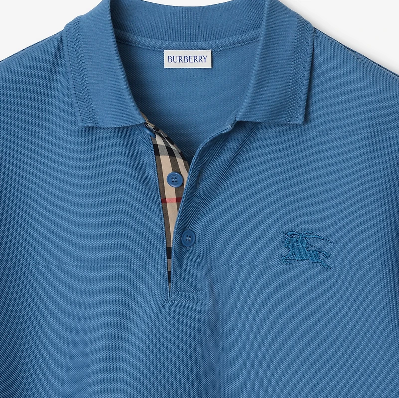 Cotton Polo Shirt in Pool - Men | Burberry® Official