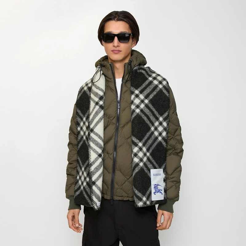 Check Wool Scarf in Black | Burberry® Official