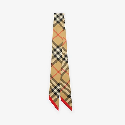 Skinny Check Silk Scarf in Sand beige | Burberry® Official