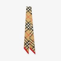 Skinny Check Silk Scarf in Sand beige | Burberry® Official
