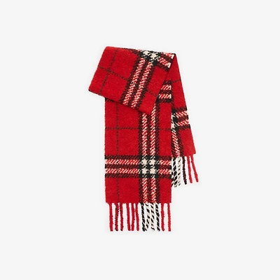 Check Alpaca Wool Blend Bouclé Scarf in Post red | Burberry® Official