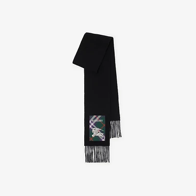 Check Label Cashmere Scarf in Black | Burberry® Official