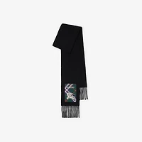 Check Label Cashmere Scarf in Black | Burberry® Official