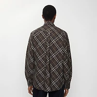 Relaxed Fit Check Cotton Shirt in Truffle brown - Men | Burberry® Official