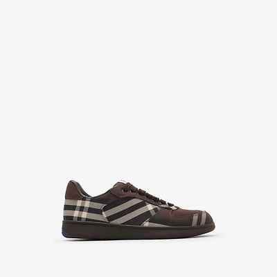 Check Terrace Sneakers in Mahogany red - Men | Burberry® Official