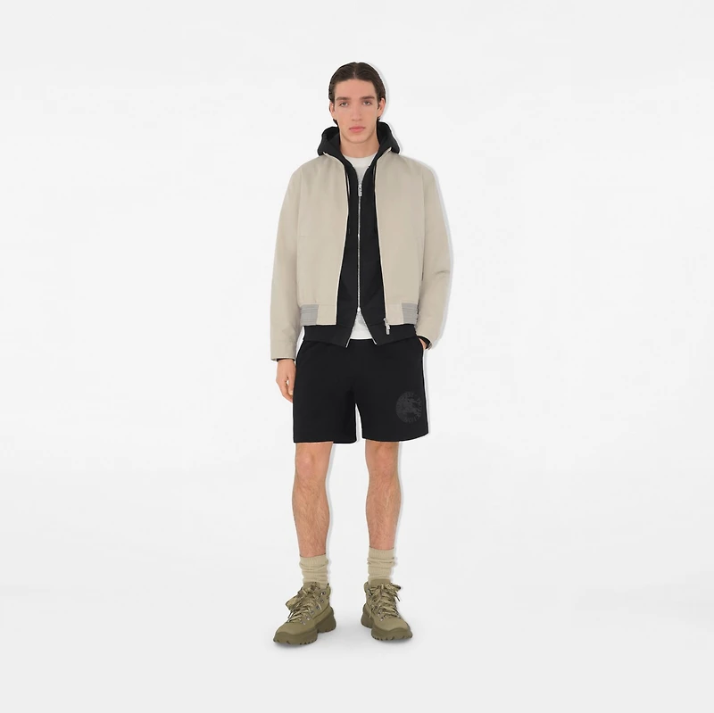 EKD Badge Cotton Shorts in Black - Men | Burberry® Official