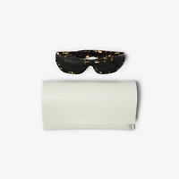 Inlaid Check Cat-eye Sunglasses​ in Bright tortoiseshell - Women | Burberry® Official