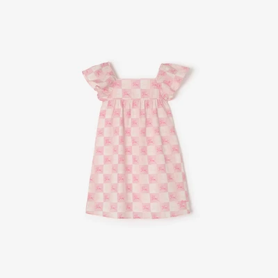 EKD Checkerboard​ Cotton Dress in Peony pink | Burberry® Official