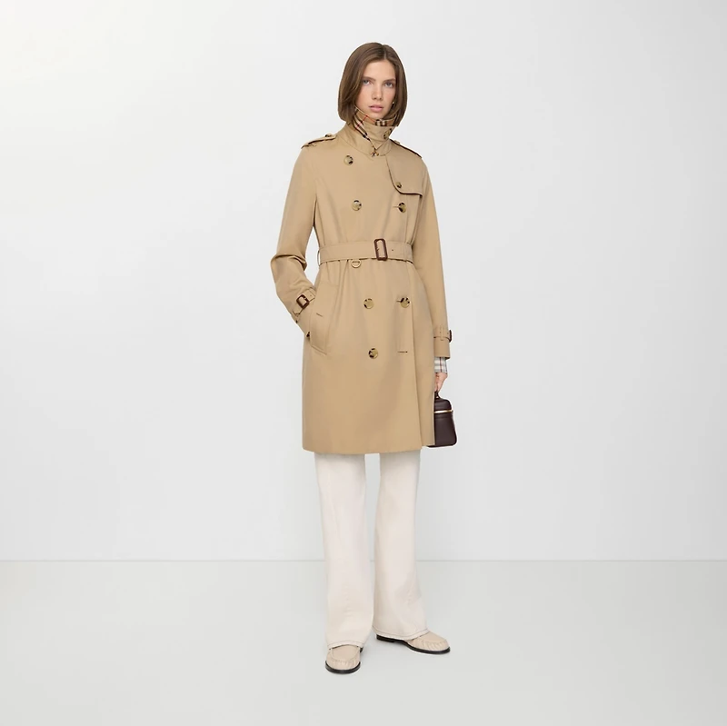 Mid-length Kensington Heritage Trench Coat in Honey beige - Women, Cotton Gabardine | Burberry® Official