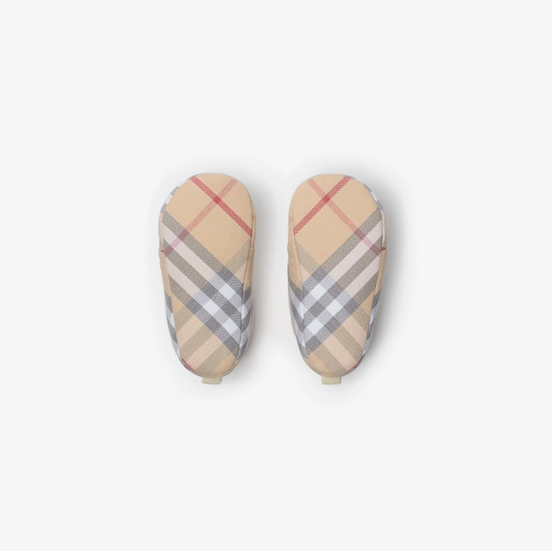 Check Cotton Blend Shoes in Pale stone - Children | Burberry® Official