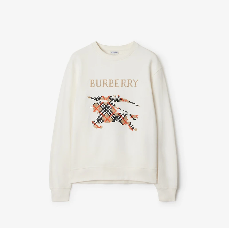 Cross Stitch EKD​ Cotton Sweatshirt in Chalk white - Men | Burberry® Official