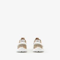 Check and Leather Sneakers in Archive beige - Women | Burberry® Official