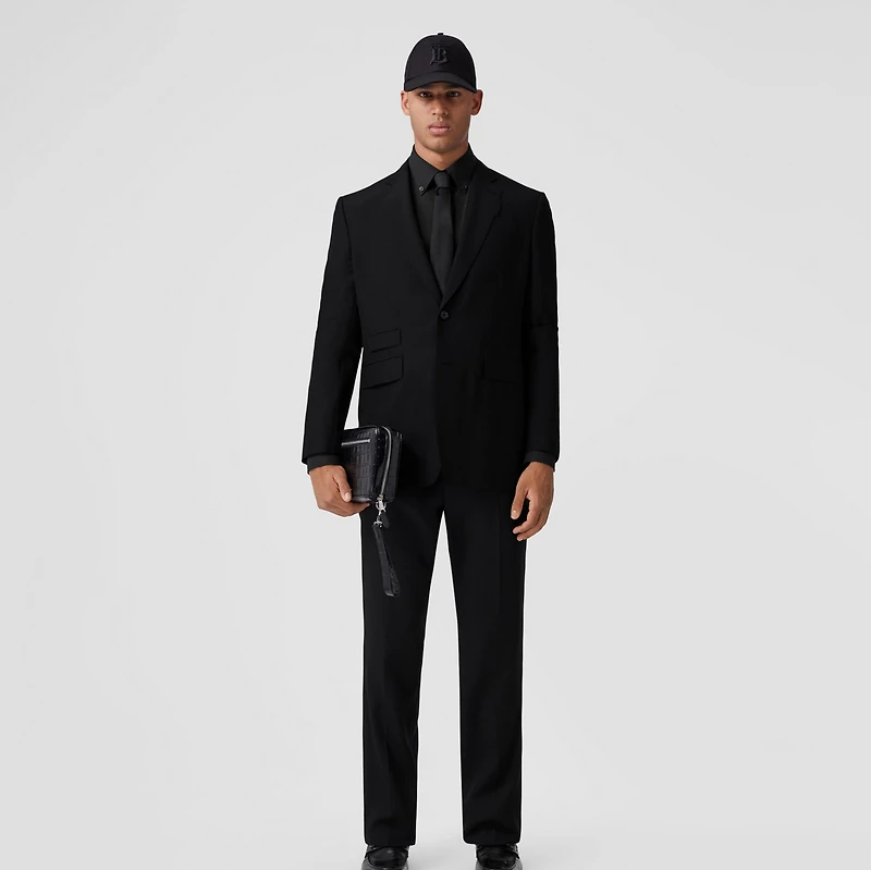 Classic Fit Wool Mohair Tailored Jacket in Black - Men | Burberry® Official