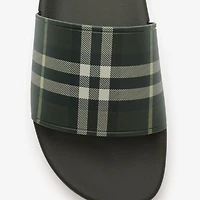 Check Slides in Thicket green - Men | Burberry® Official