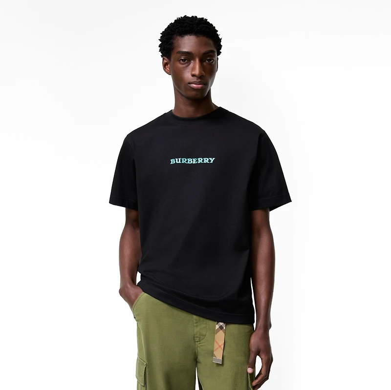 Heritage Logo Cotton T-shirt in Black - Men | Burberry® Official