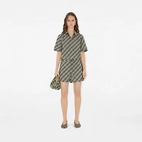 Cropped Check Cotton Shirt in Husk - Women | Burberry® Official