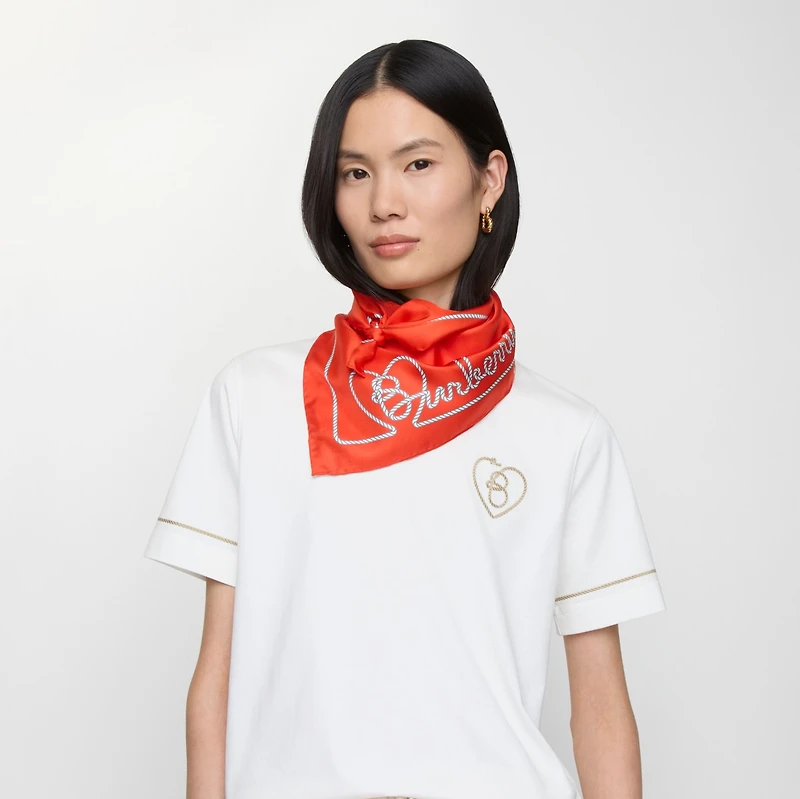 Heart Logo Silk Scarf in Flame | Burberry® Official