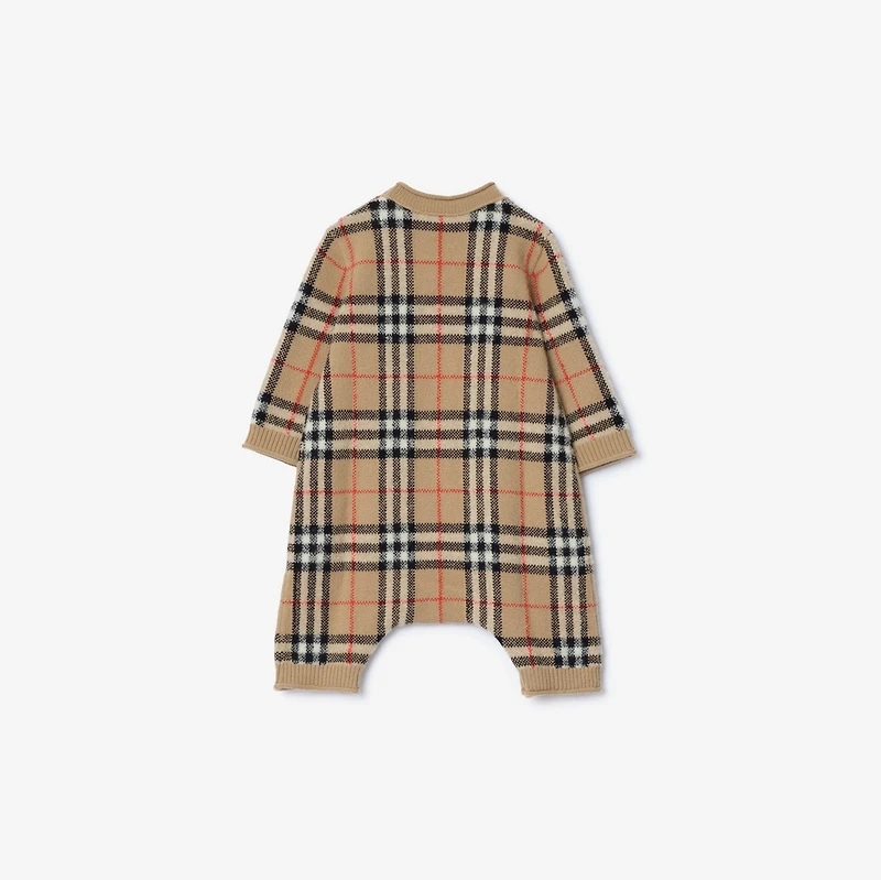 Check Wool Cashmere Jumpsuit in Sand beige - Children | Burberry® Official