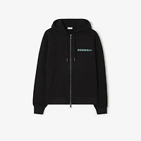 Heritage Logo Cotton Zip Hoodie in Black - Men | Burberry® Official