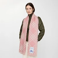 Wide Check Wool Silk Scarf in Sugar pink | Burberry® Official