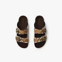 Python-print Leather Urchin Sandals​ in Serpent beige - Women | Burberry® Official