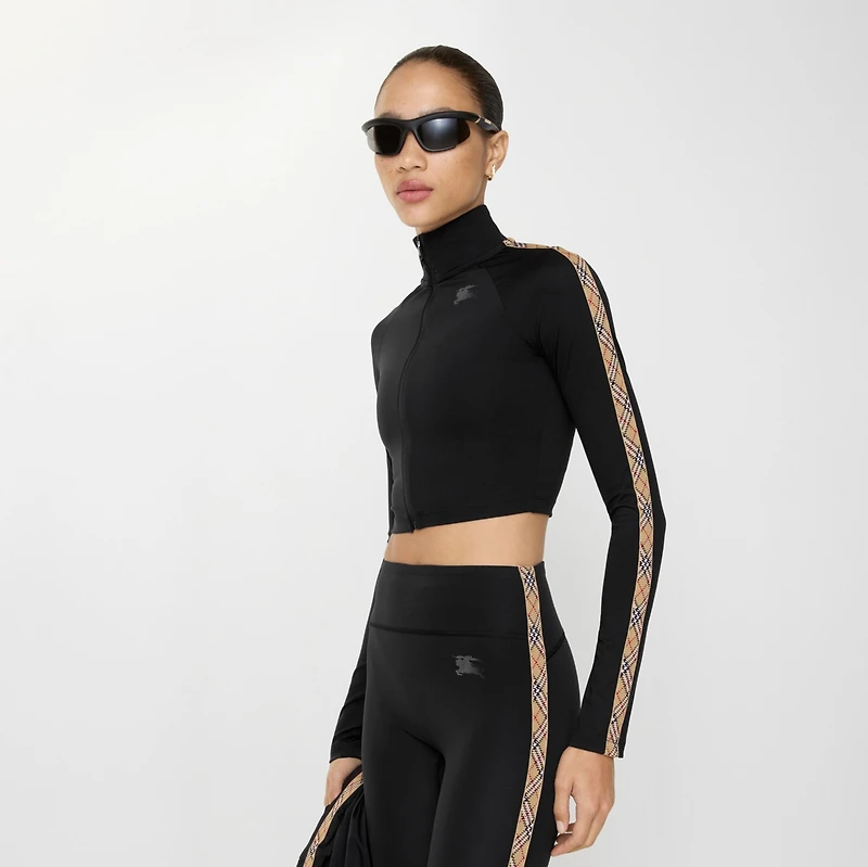 Stretch Nylon Cropped Track Jacket in Black - Women | Burberry® Official