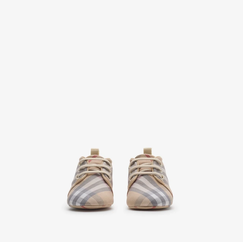 Check Cotton Blend Shoes in Pale stone - Children | Burberry® Official