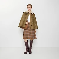 Shearling Collar Quilted Cotton Heath Cape in Walrus brown/hemlock beige - Women | Burberry® Official
