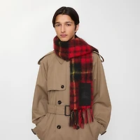Check Mohair Wool Scarf in Post red | Burberry® Official