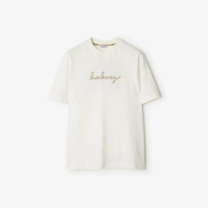 Check EKD Cotton T-shirt in Chalk white - Men | Burberry® Official