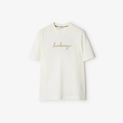 Check EKD Cotton T-shirt in Chalk white - Men | Burberry® Official