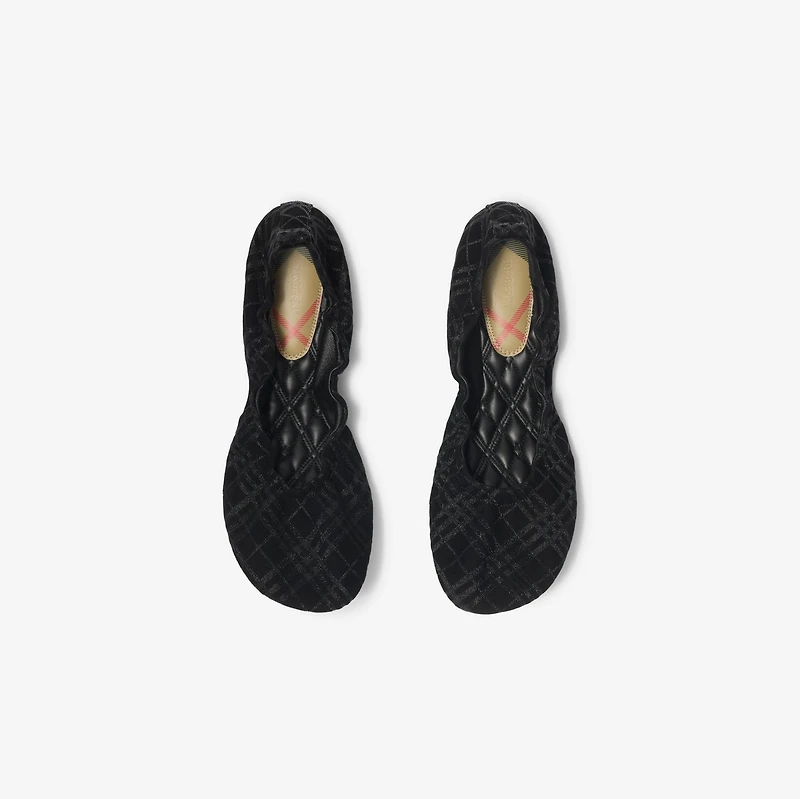 Check Suede Baby Ballerinas​ in Black - Women, Leather | Burberry® Official