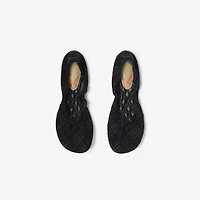 Check Suede Baby Ballerinas​ in Black - Women, Leather | Burberry® Official