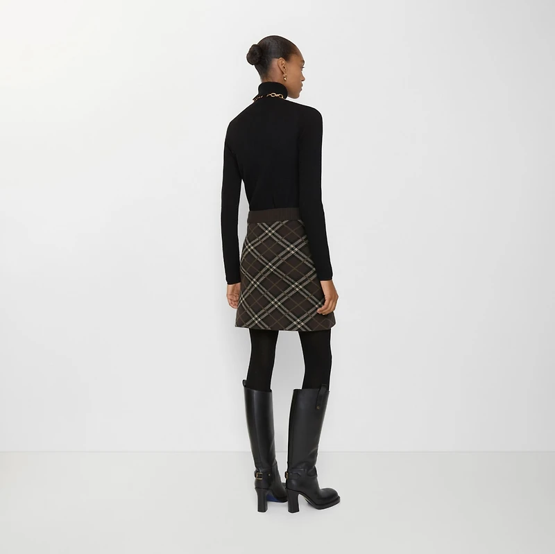 Check Wool Cashmere Skirt in Truffle brown - Women | Burberry® Official