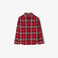 Check Cotton Flannel Shirt in Poppy red | Burberry® Official