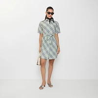 Check Cotton Shirt Dress in Seafoam green - Women | Burberry® Official