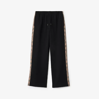 Check Trim Cotton Track Pants in Black - Women | Burberry® Official