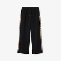 Check Trim Cotton Track Pants in Black - Women | Burberry® Official