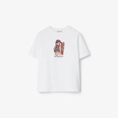 Ski Bear Cotton T-shirt in White | Burberry® Official