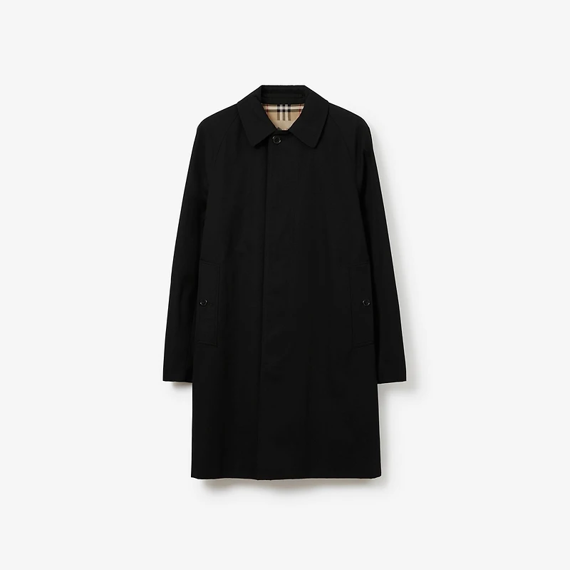 Mid-length Camden Heritage Car Coat in Black - Men, Cotton Gabardine | Burberry® Official